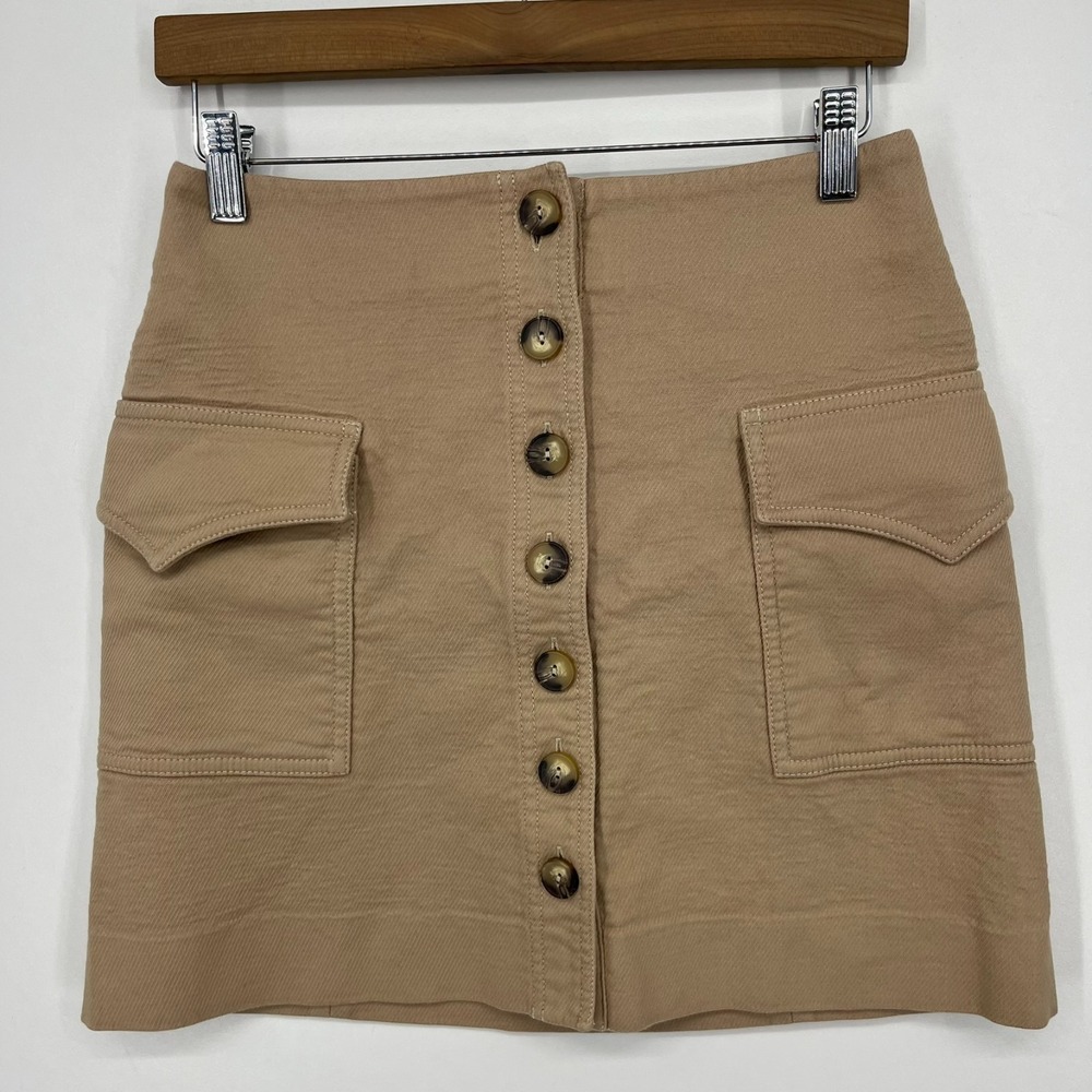 Paris Atelier & Other Stories Mini Skirt Womens 4 Beige Button Cargo Pockets